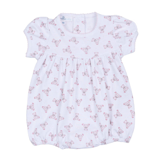 Baby's Teddy Short Sleeve Bubble - Pink