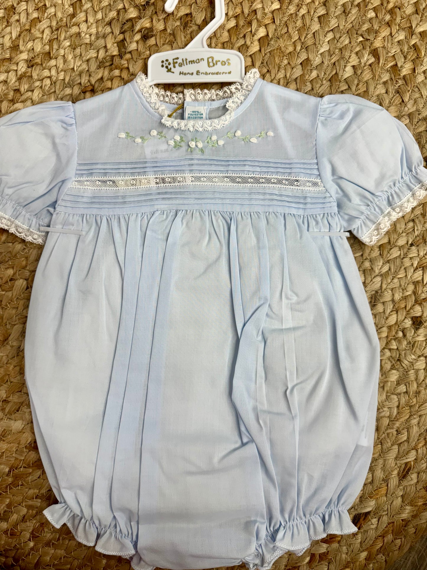 FB Blue Floral Bullions & Lace Romper