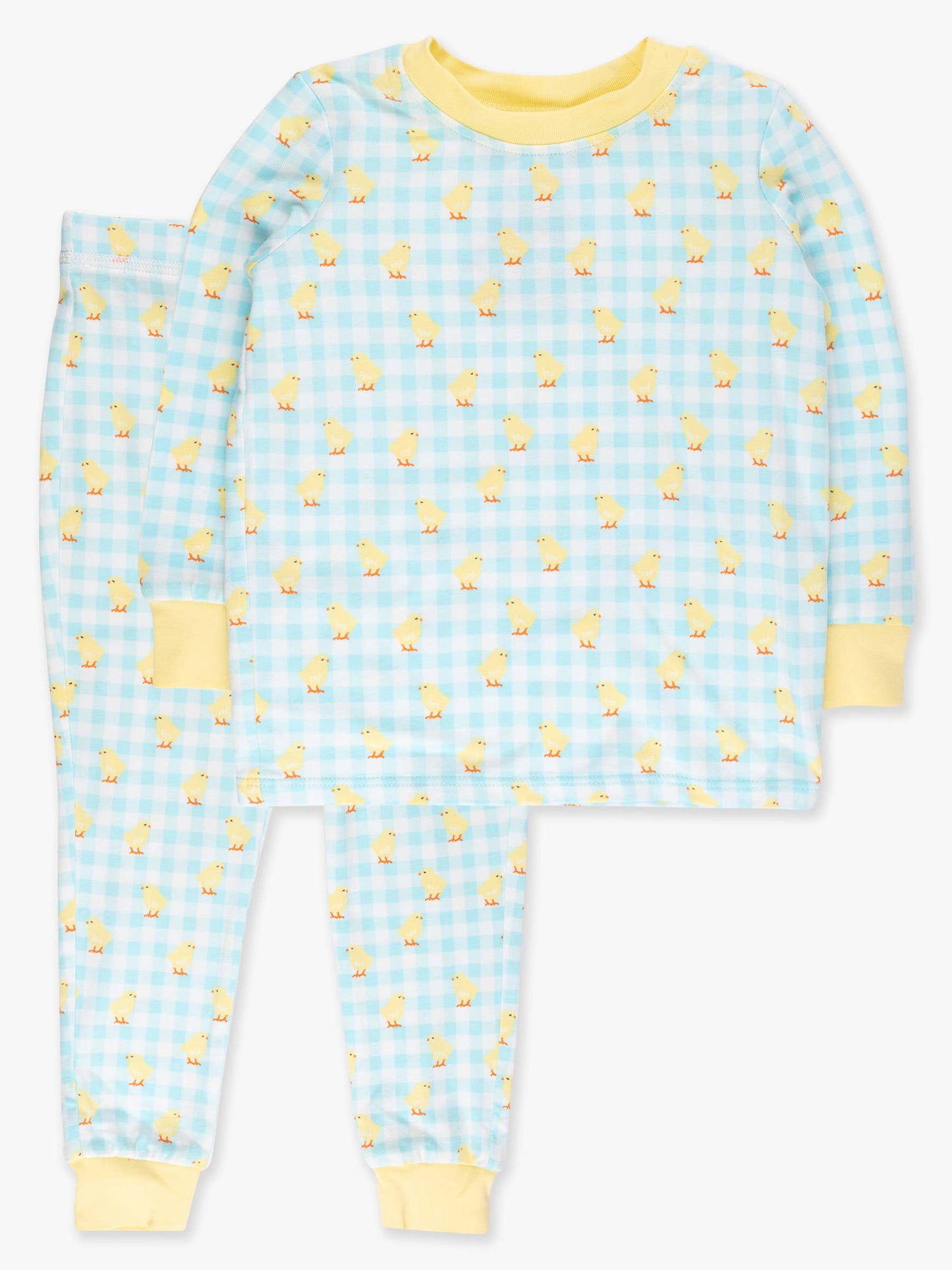SoftSnooze™ Kids Cotton Modal Chirping Chicks Gingham Long Sleeve Pajama Set