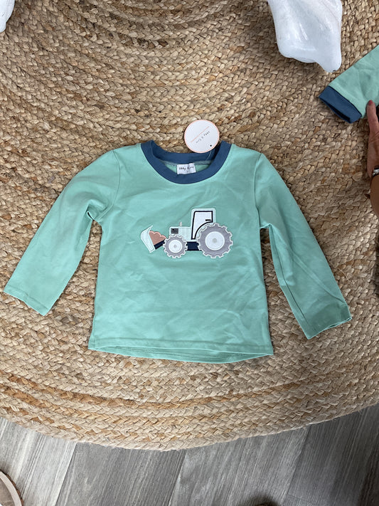 Blue Tractor Applique Top