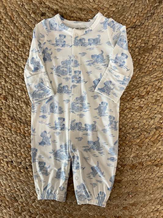AD Puppy Toile Blue Convertible Gown