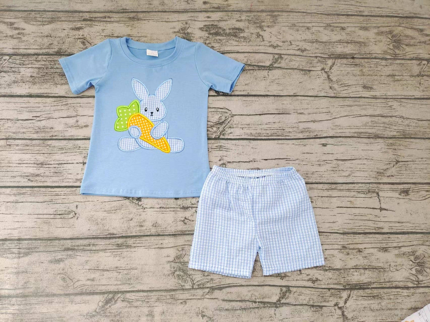 Boys Blue Easter rabbit shorts set