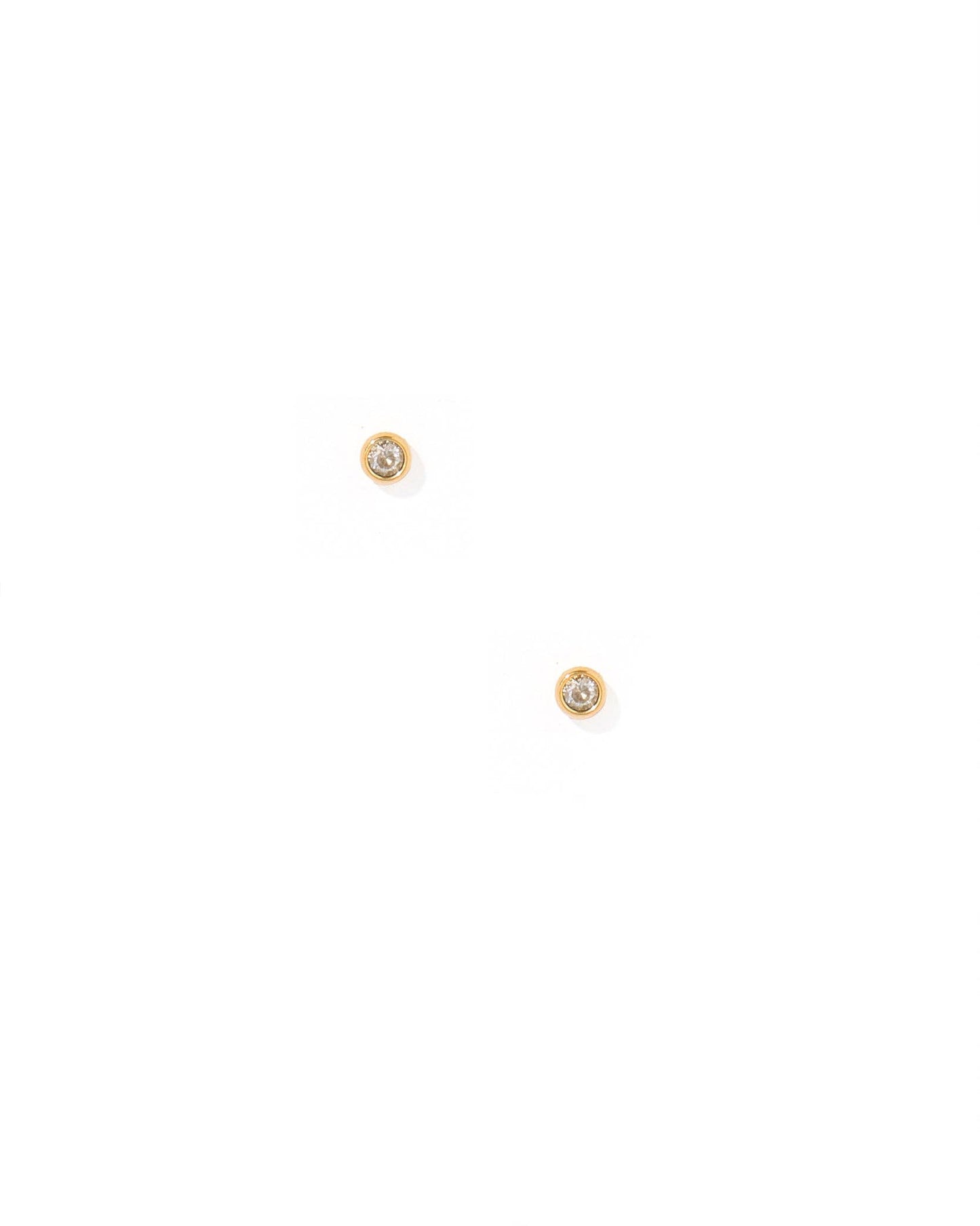 Screwback Stud Earrings - Micro Cooper Clear Gold