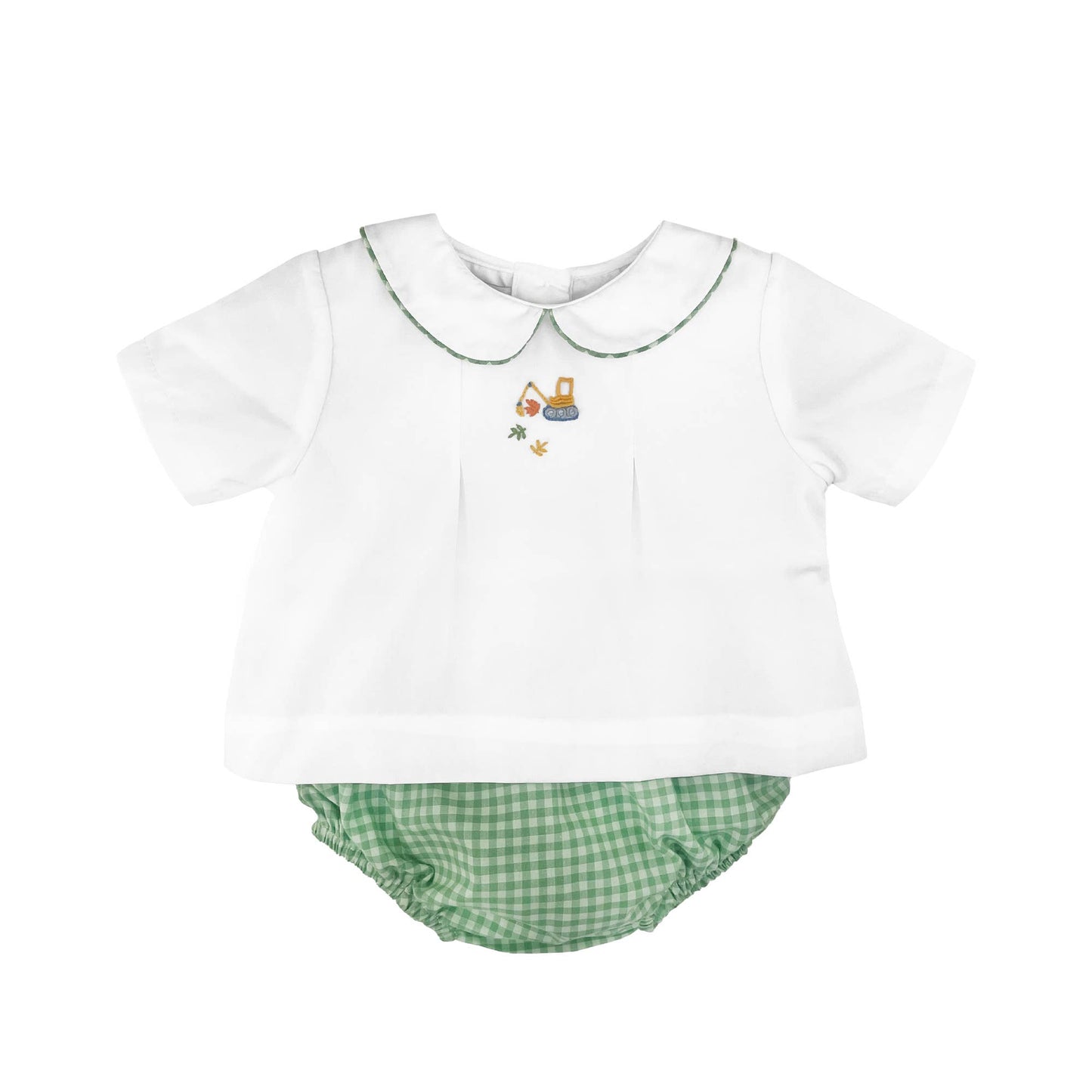 Fall Construction Hand Embroidered Diaper Set