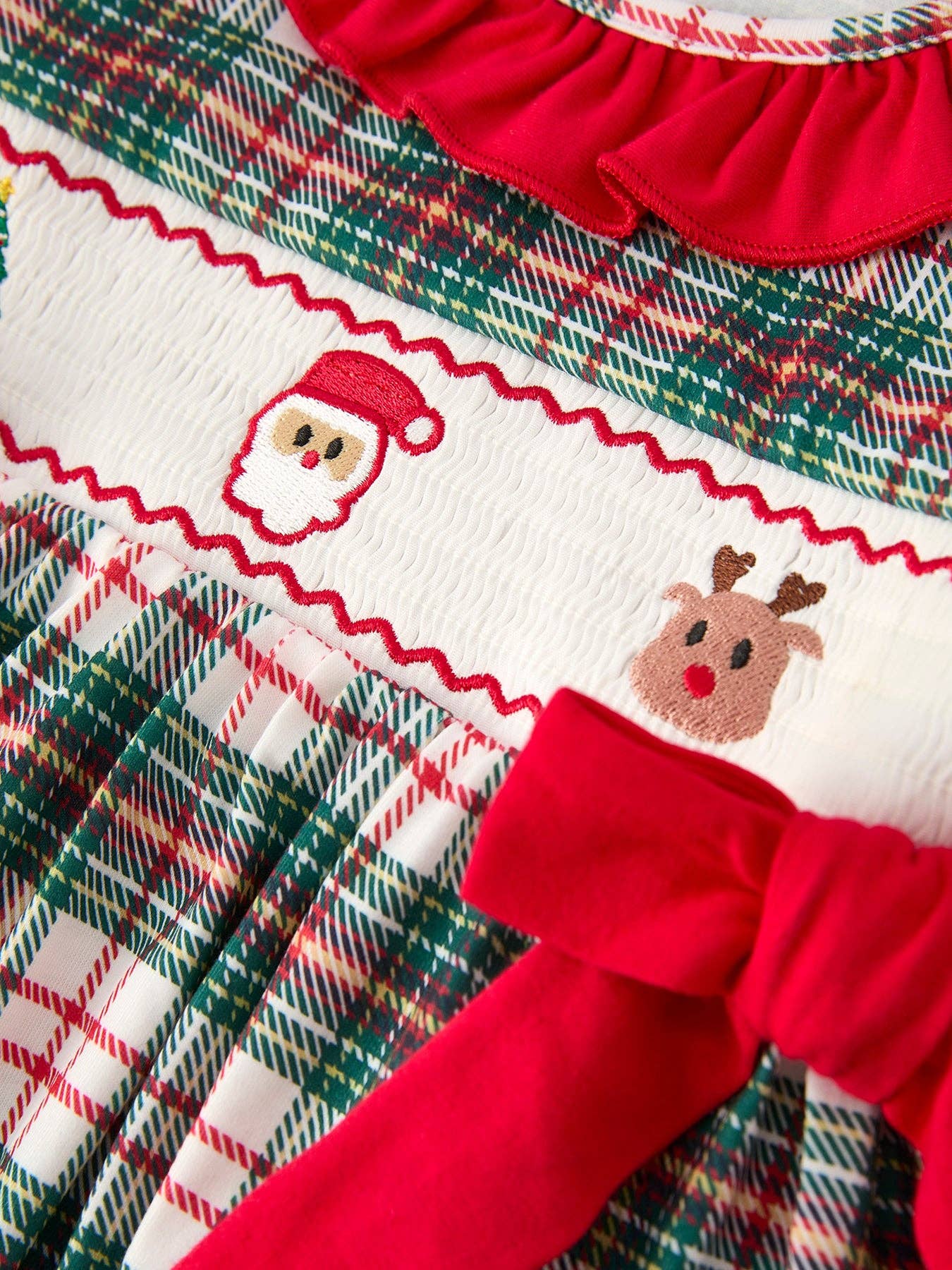 Christmas Embroidery Plaid Dress