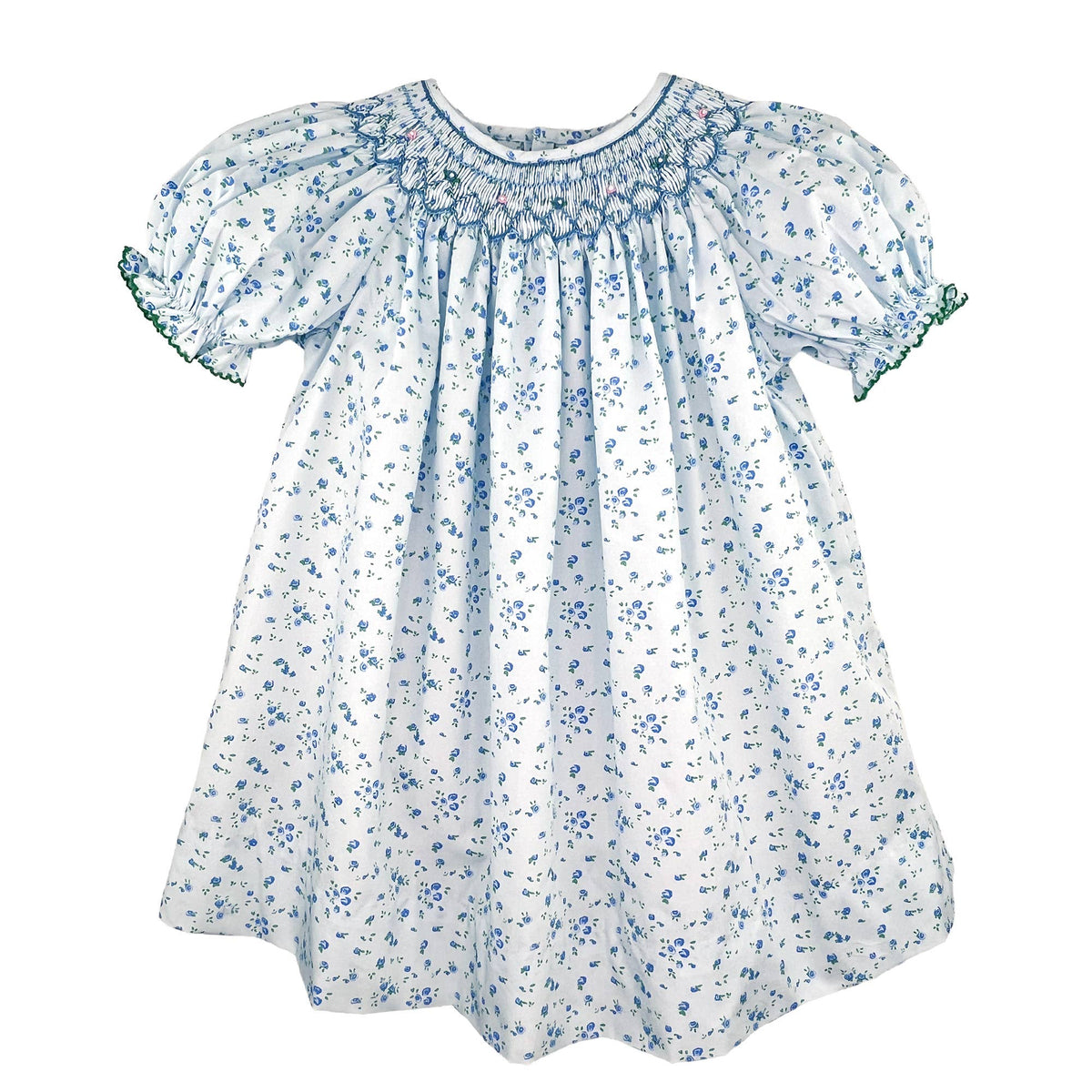 Floral Print Bishop Smocked Dress