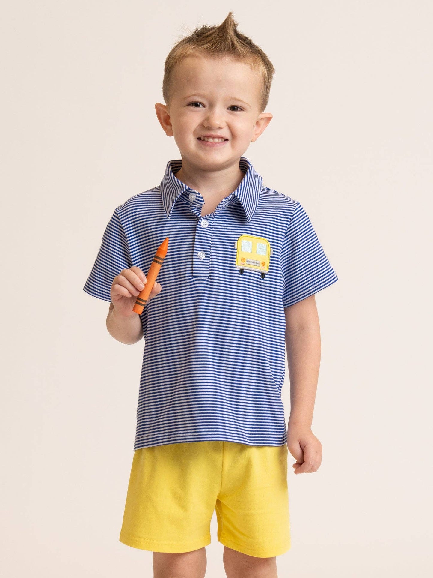Sweet Traveler Bus Embroidered Polo Outfit