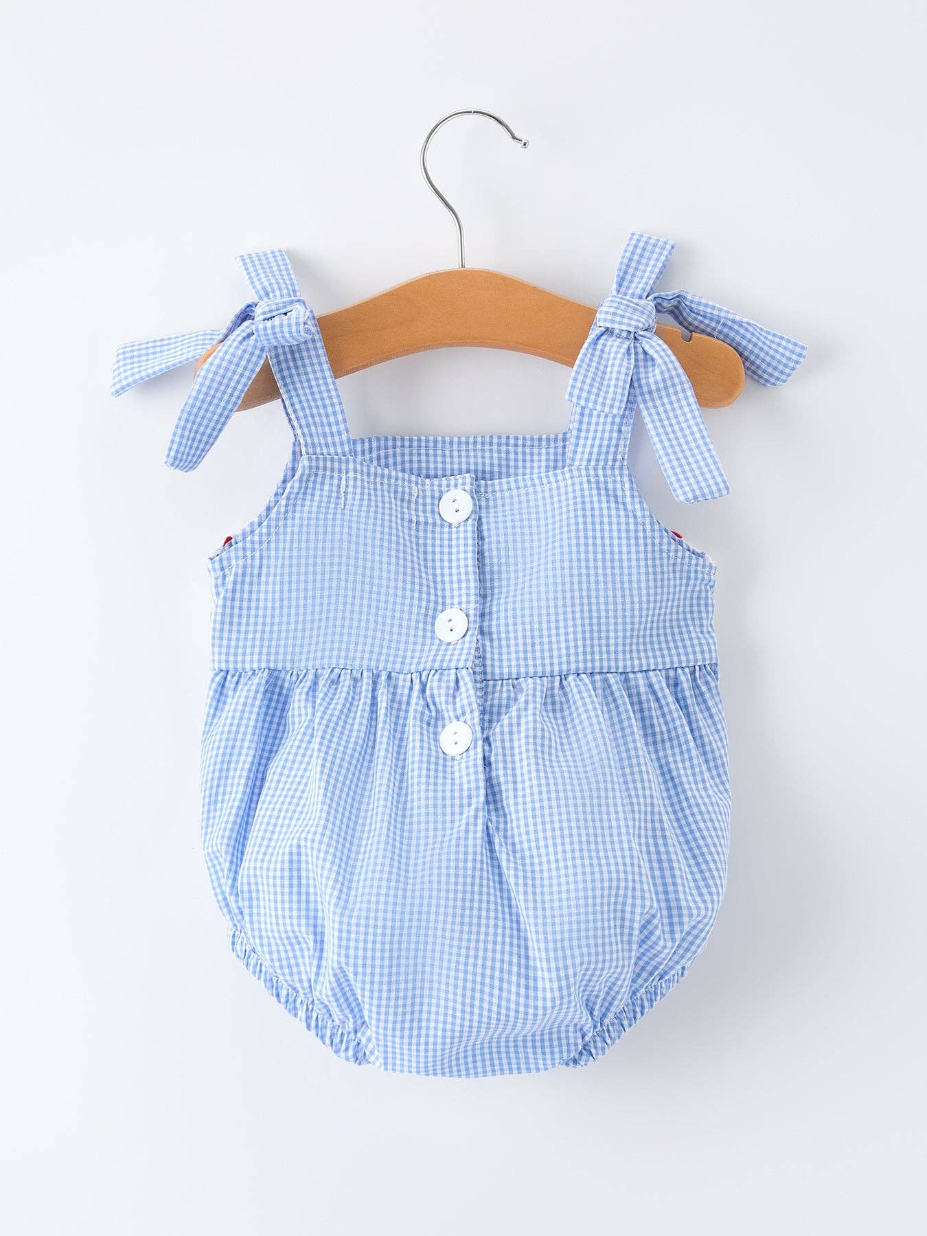 Crab Embroidered Baby Girls Smocked Romper