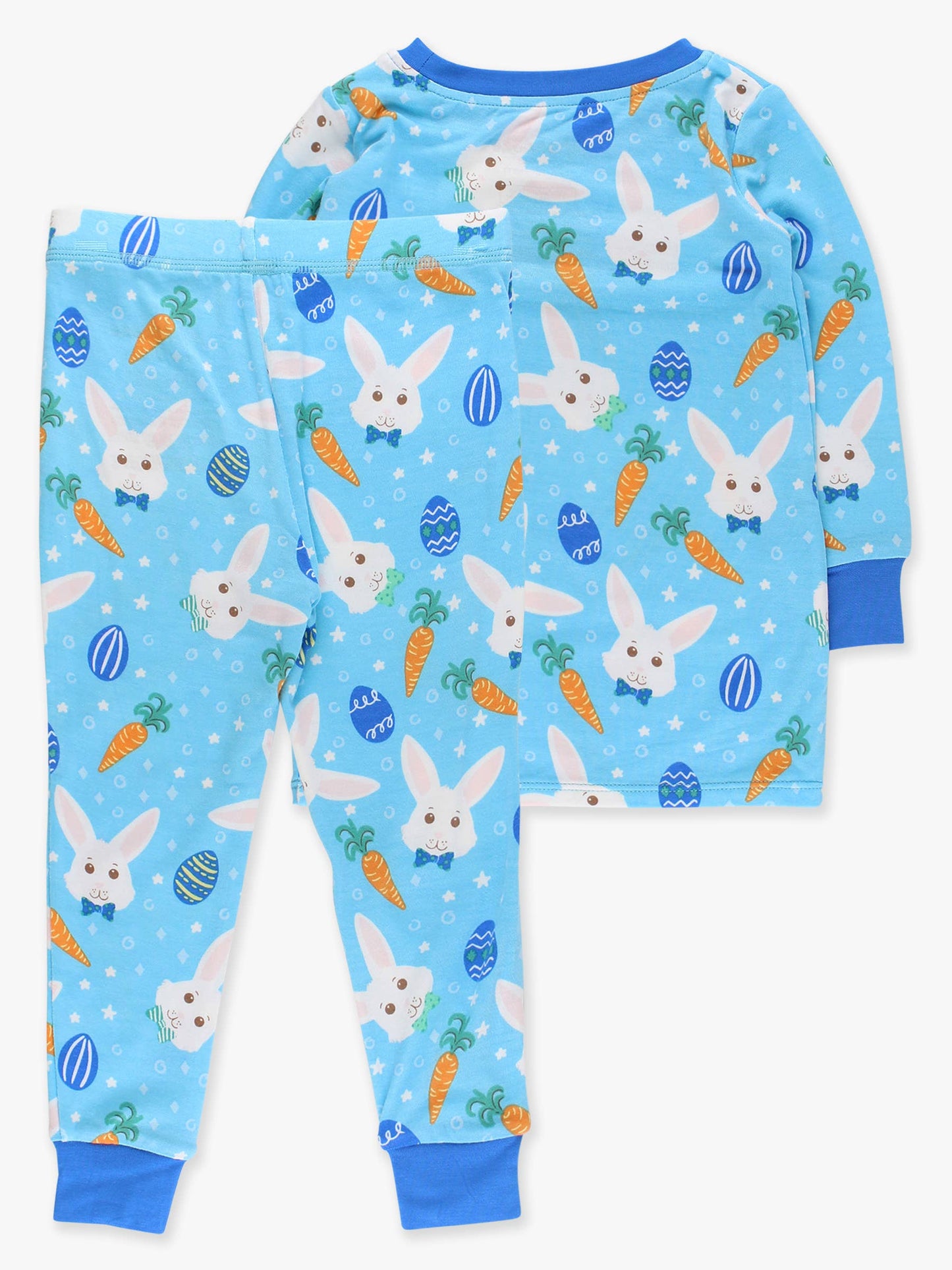 SoftSnooze™ Kids Bamboo Viscose Blue Bow Tie Bunnies Long Sleeve Pajama Set