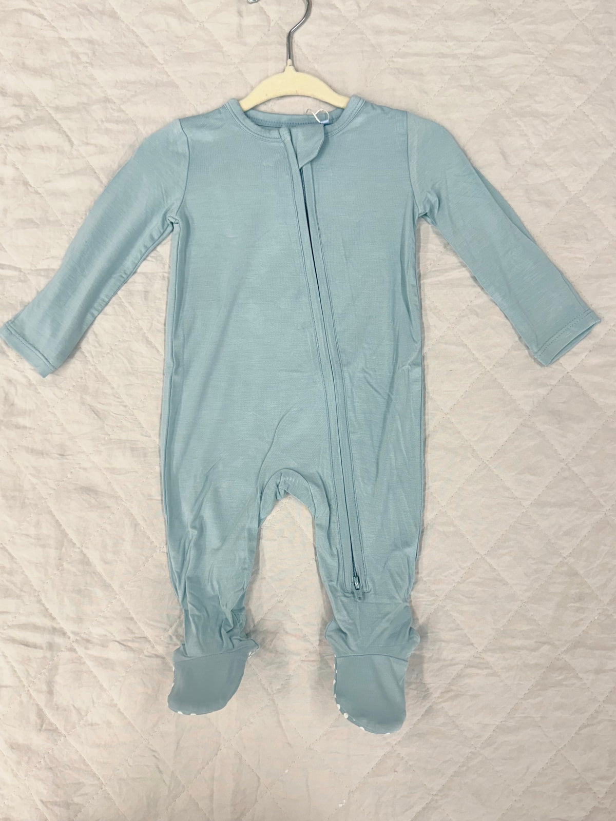 AD Solid Stone Blue Zipper Footie