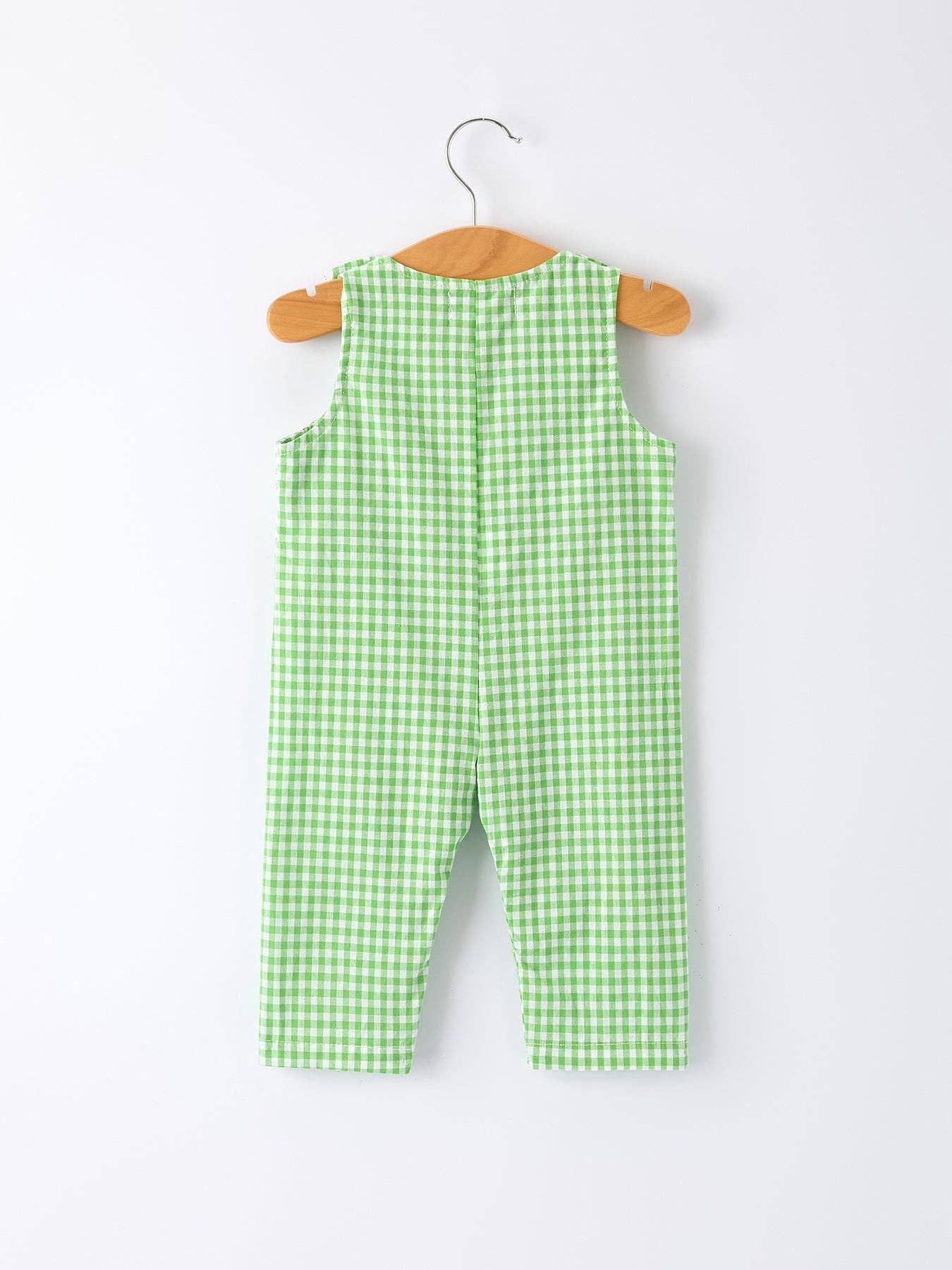 Christmas Tree Smocked Baby Romper with Green Plaid