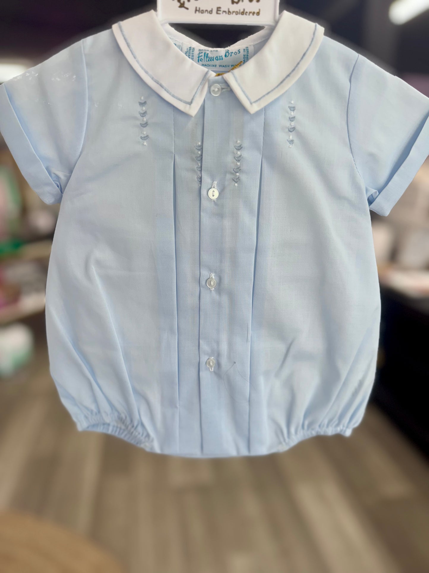FB Blue/White Button Front Creeper