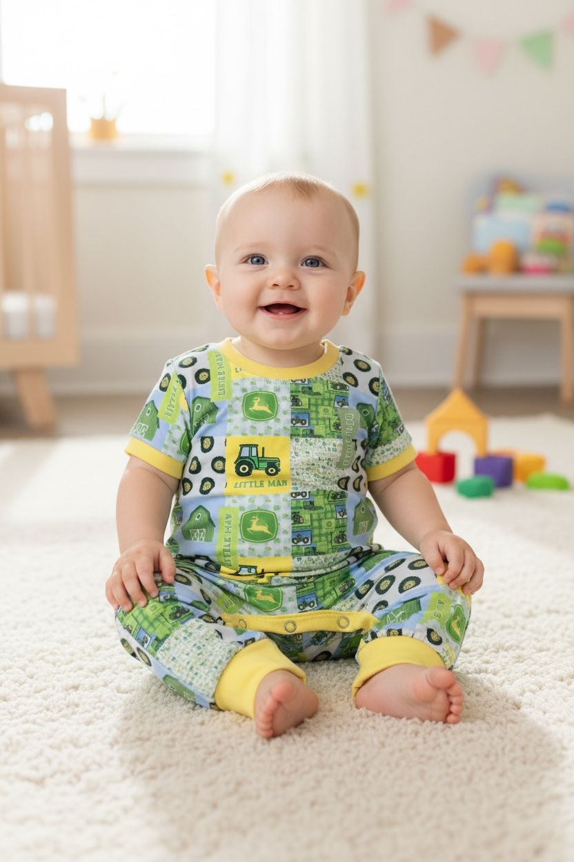 Tractor printed romper