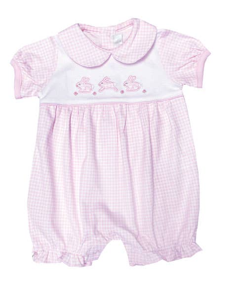 Baby Girl's Easter Bunny Checkered Romper