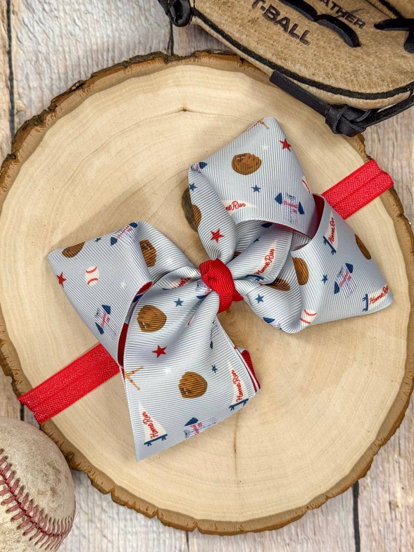 All-Star Double Layer Baseball Print Bow