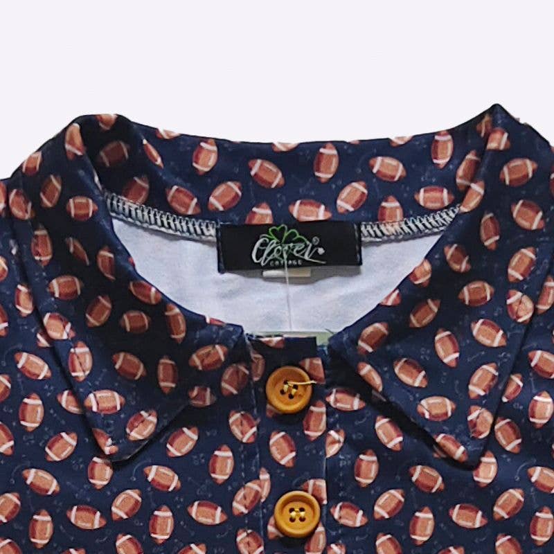 Navy Football Boy Collar Shirt