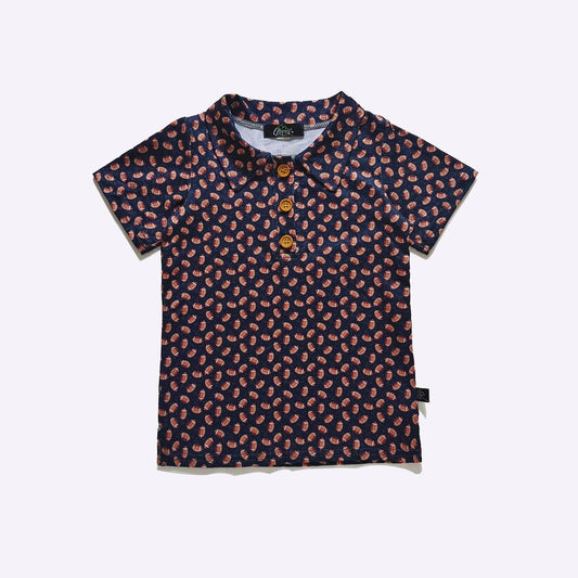 Navy Football Boy Collar Shirt