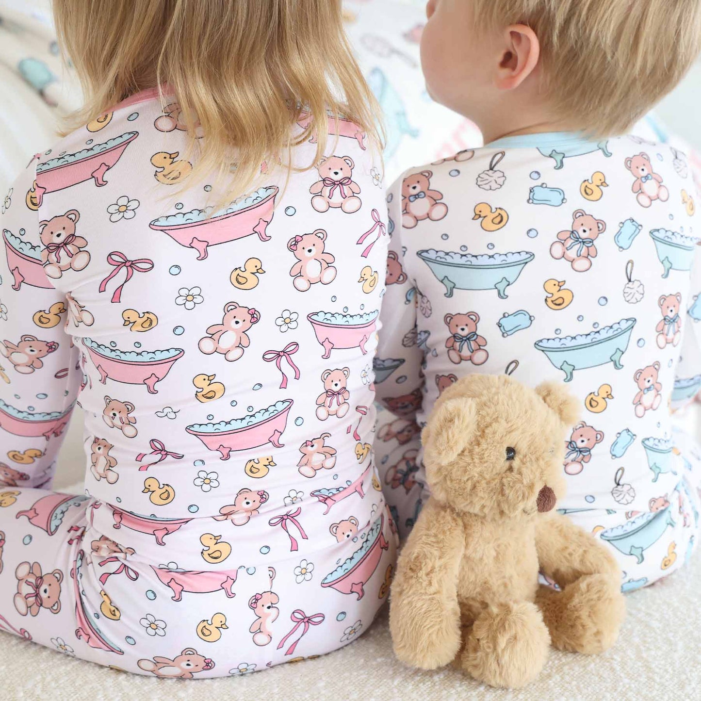 Bathtime Besties Two Piece Pajama Set | Pink