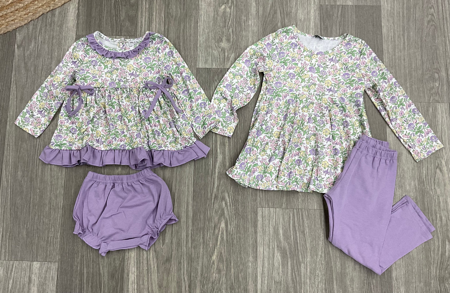 Purple Floral Pants Set/Bloomer Set