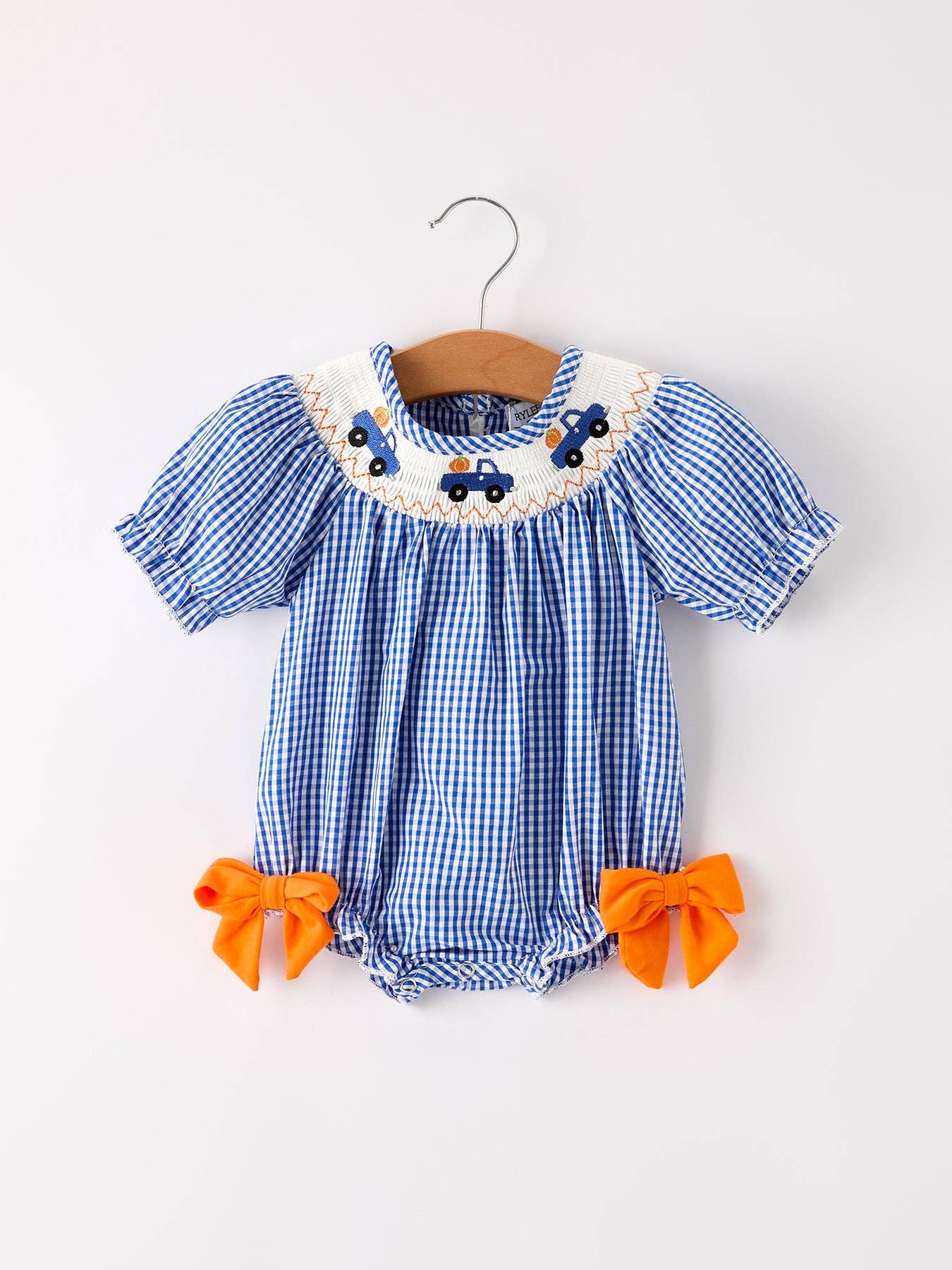 Fall Truck Smock Embroidery Baby Girl Romper