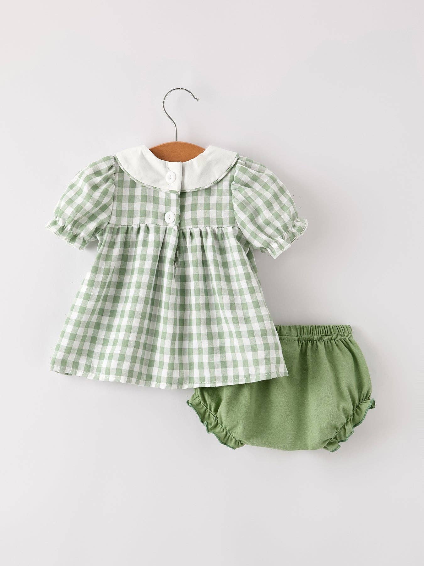 Fall Applique Plaid Girls Bloomers Romper Set