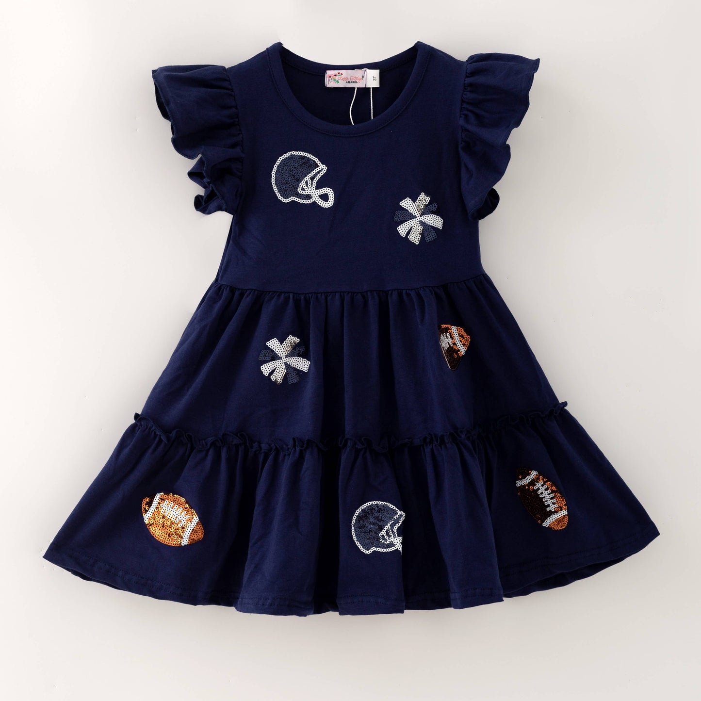 Navy Football Sequin Girls Dress