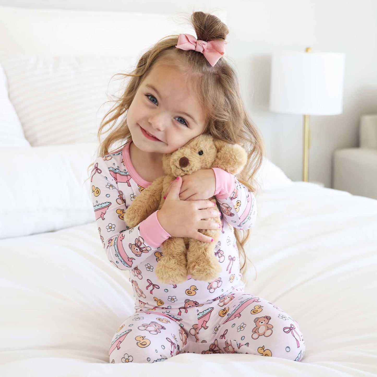 Bathtime Besties Two Piece Pajama Set | Pink