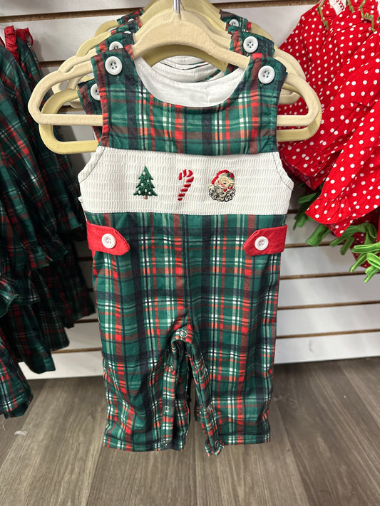Christmas Plaid Embroidered Jon Jon