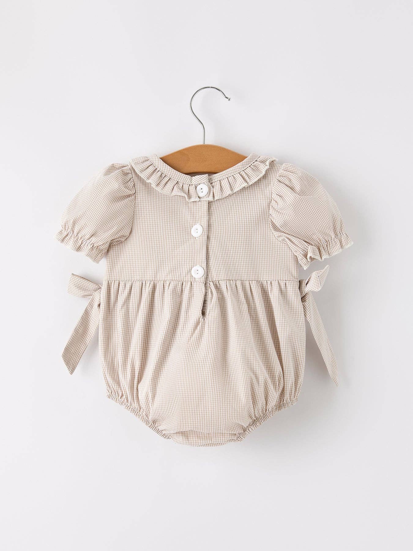 Fall Pumpkin Embroidery Smock Plaid Baby Girl Bubble
