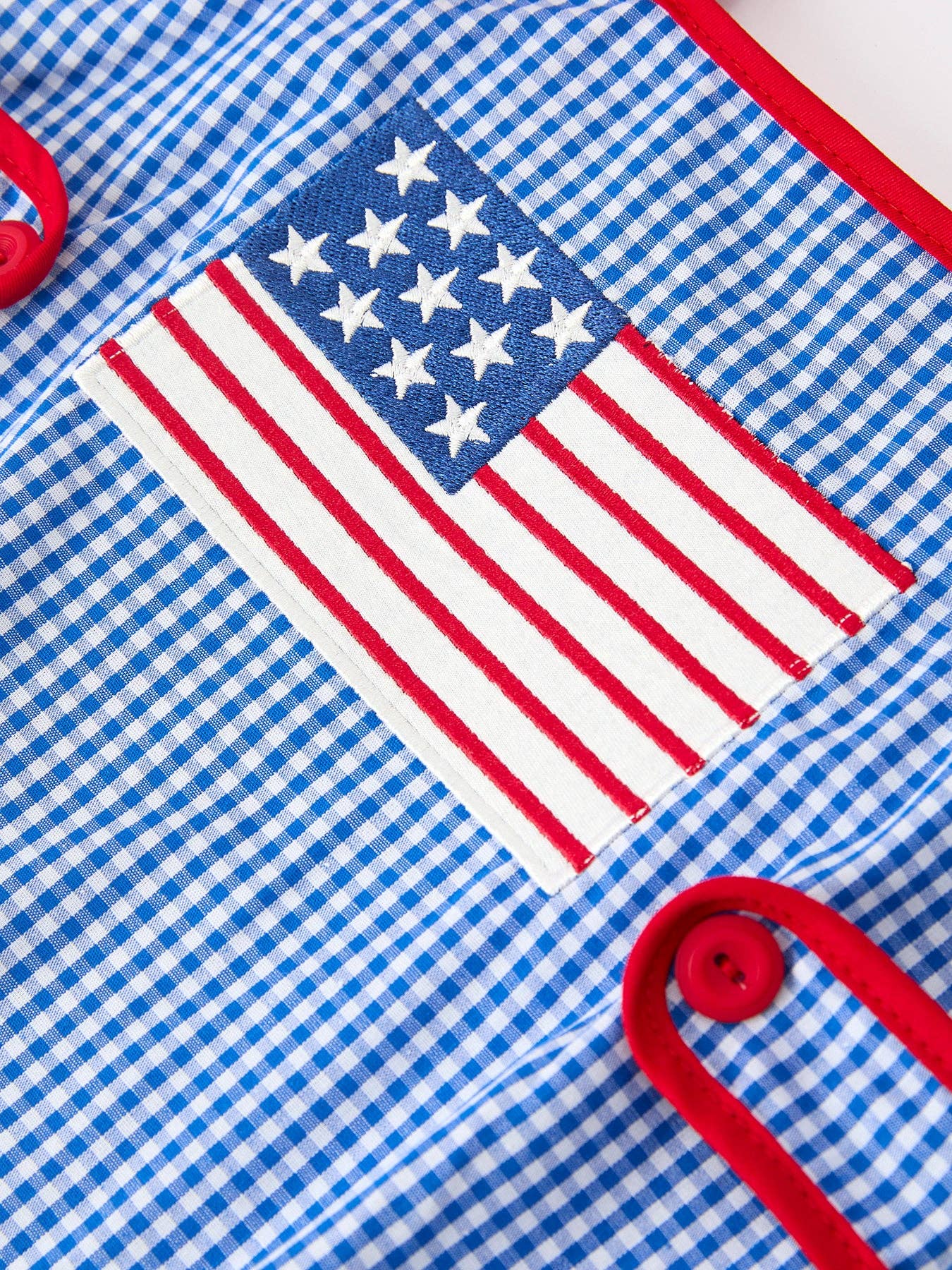 4th of July Flag Baby Boy Romper Plaid