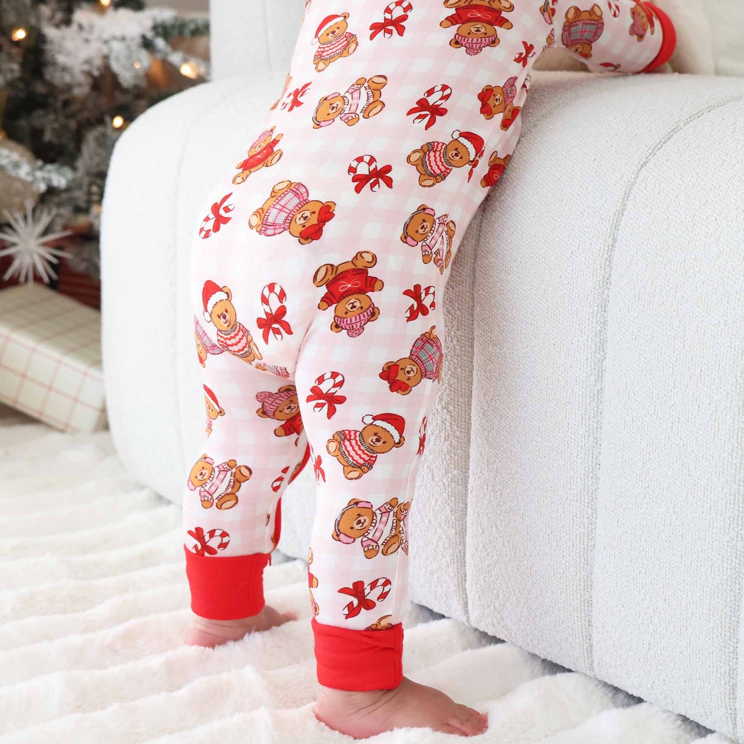 Beary Christmas Convertible Zip Romper | Pink