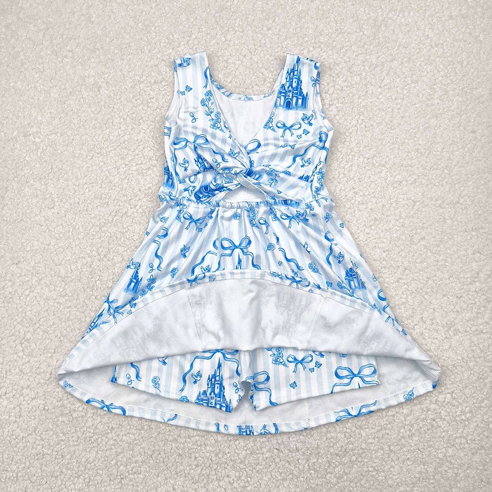 Baby Girls Blue Castles Yoga Skort Knee Length Dresses