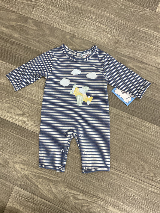 Three Sisters Airplane Applique Boy Romper
