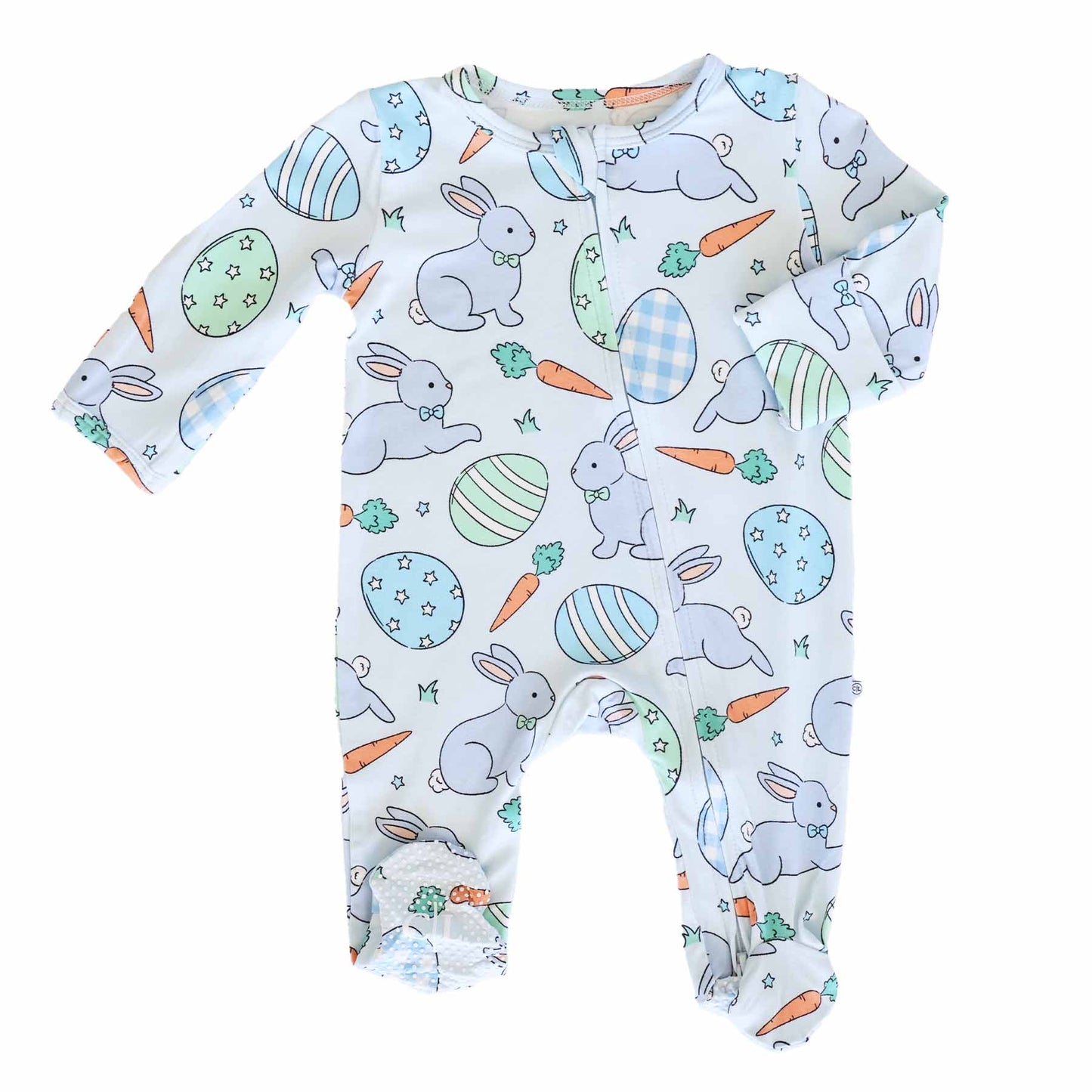 Hoppy Spring Zipper Footie | Blue