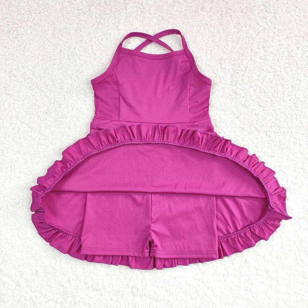 Baby Girls Wine Knit Knee Length Active Wear Athletic Dresses