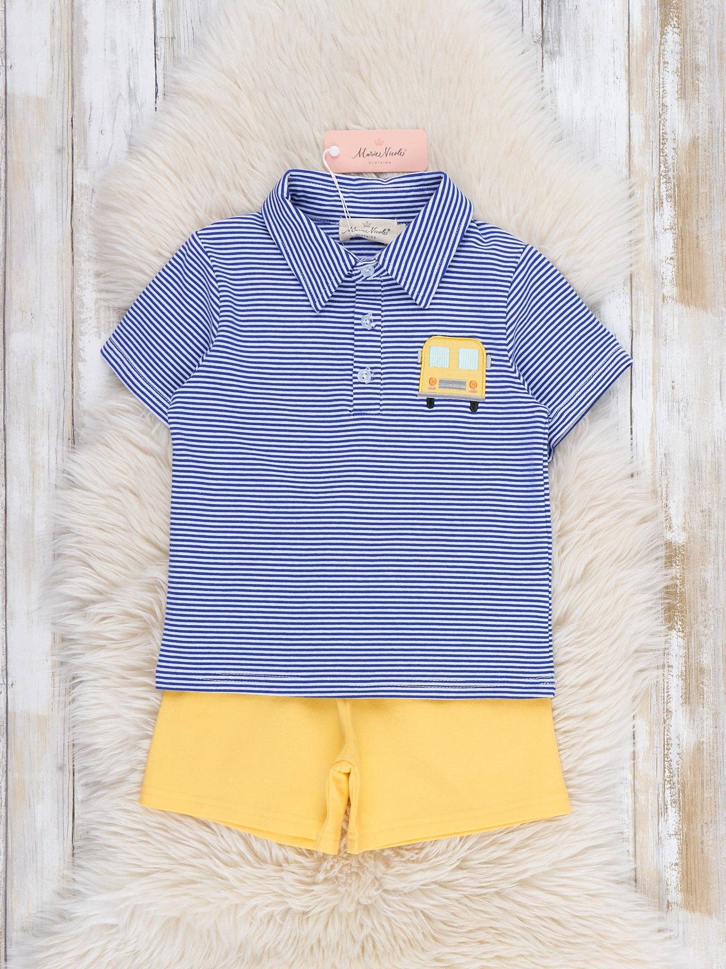 Sweet Traveler Bus Embroidered Polo Outfit