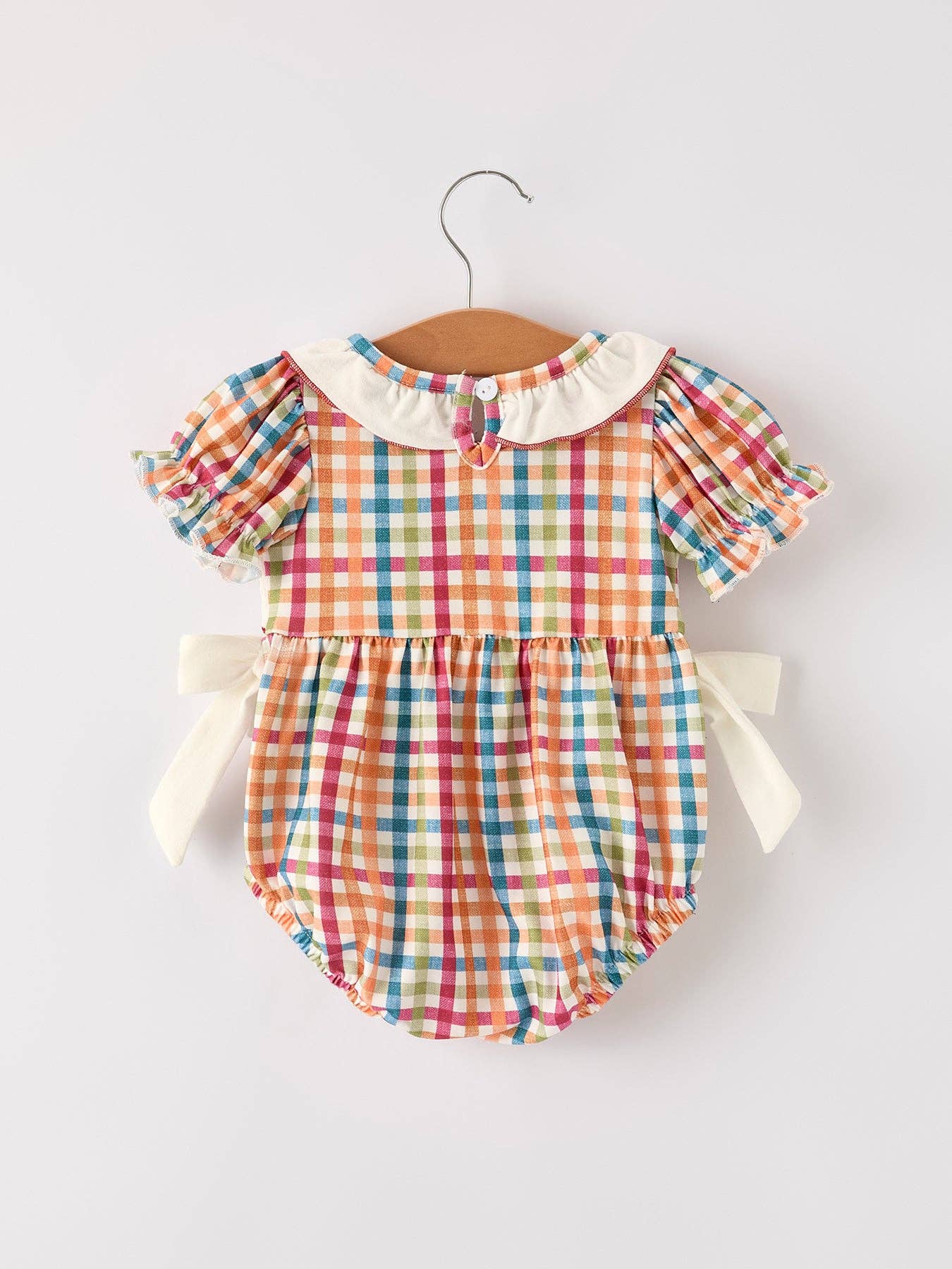 Turkey Plaid Embroidery Smocking Girls Bubble
