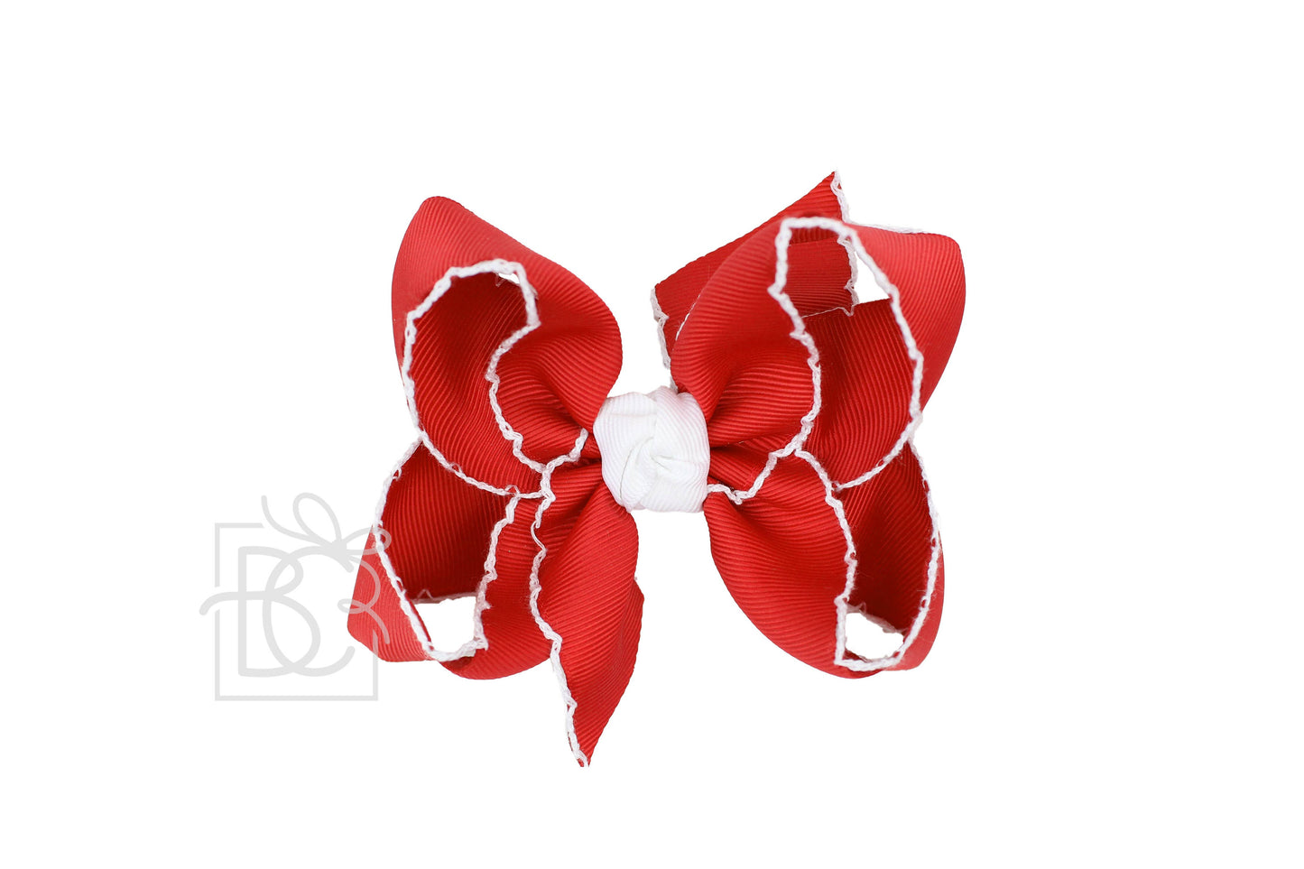 Crochet Edge Bows (Red & White)