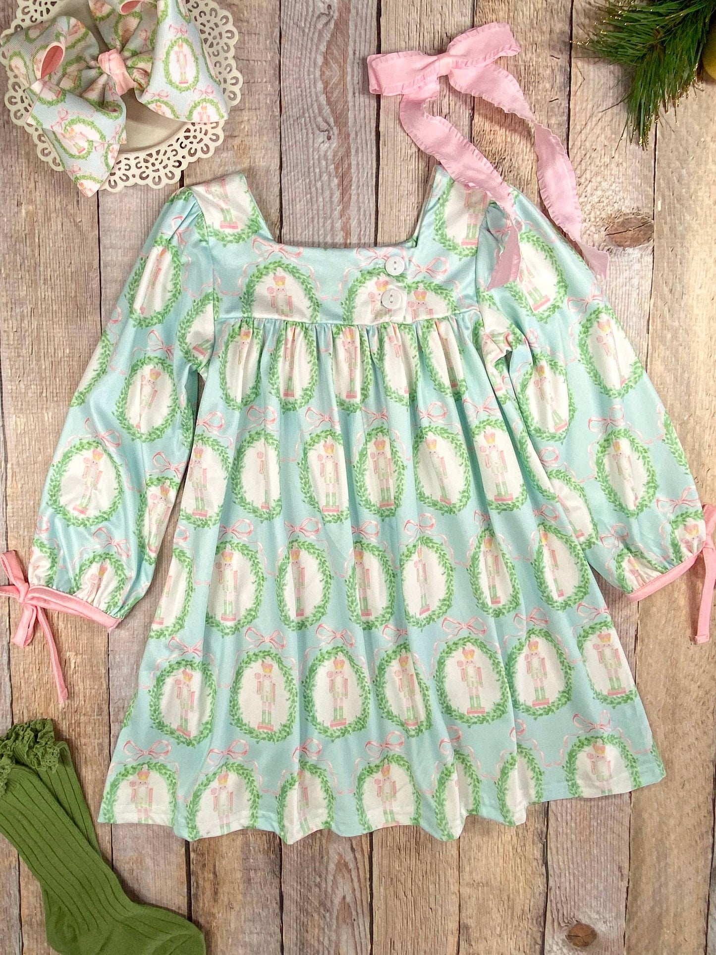 Nutcracker Tied Long Sleeve Dress