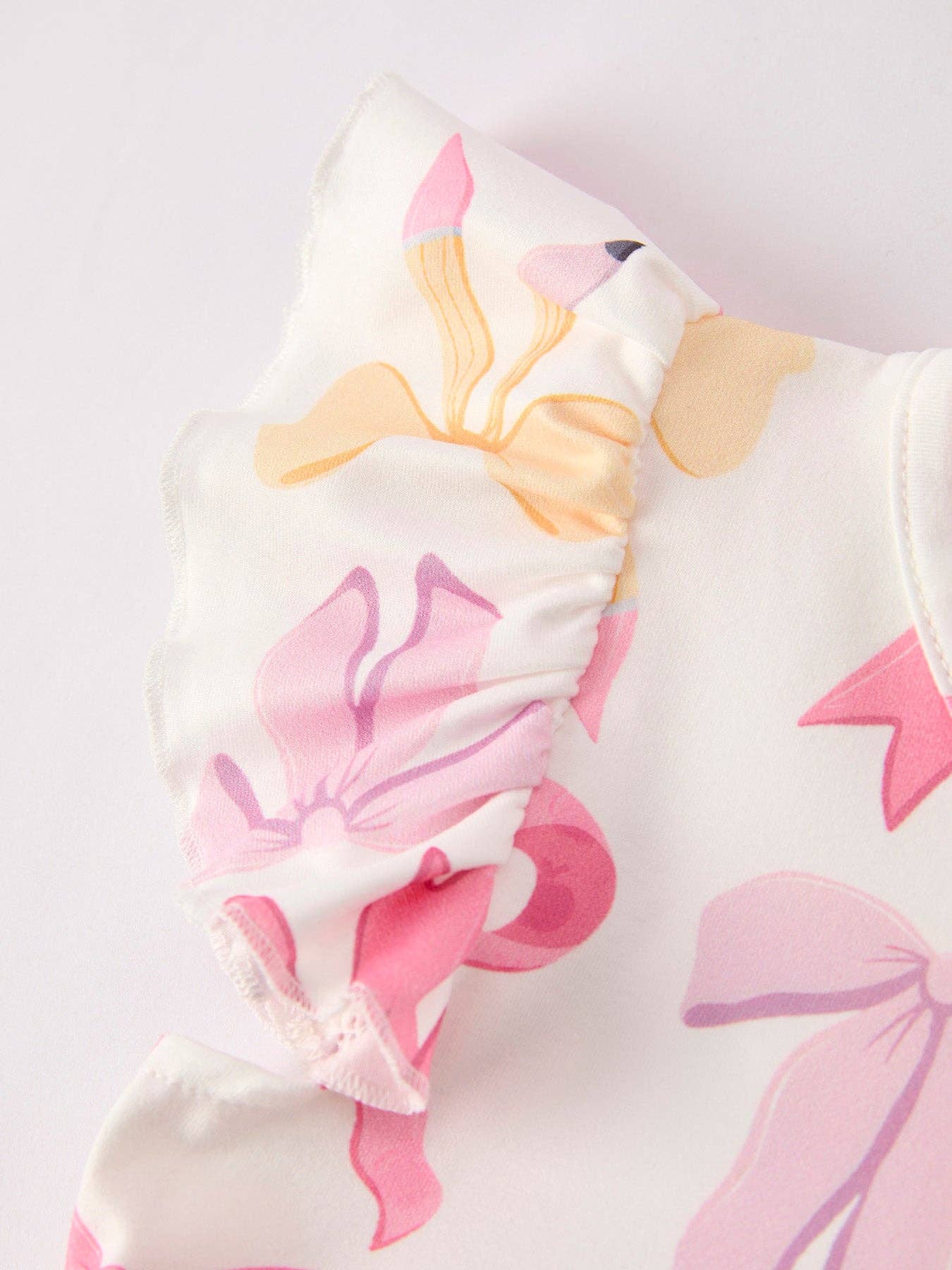 Girl's School Bow Short Sleeve Shorts Set