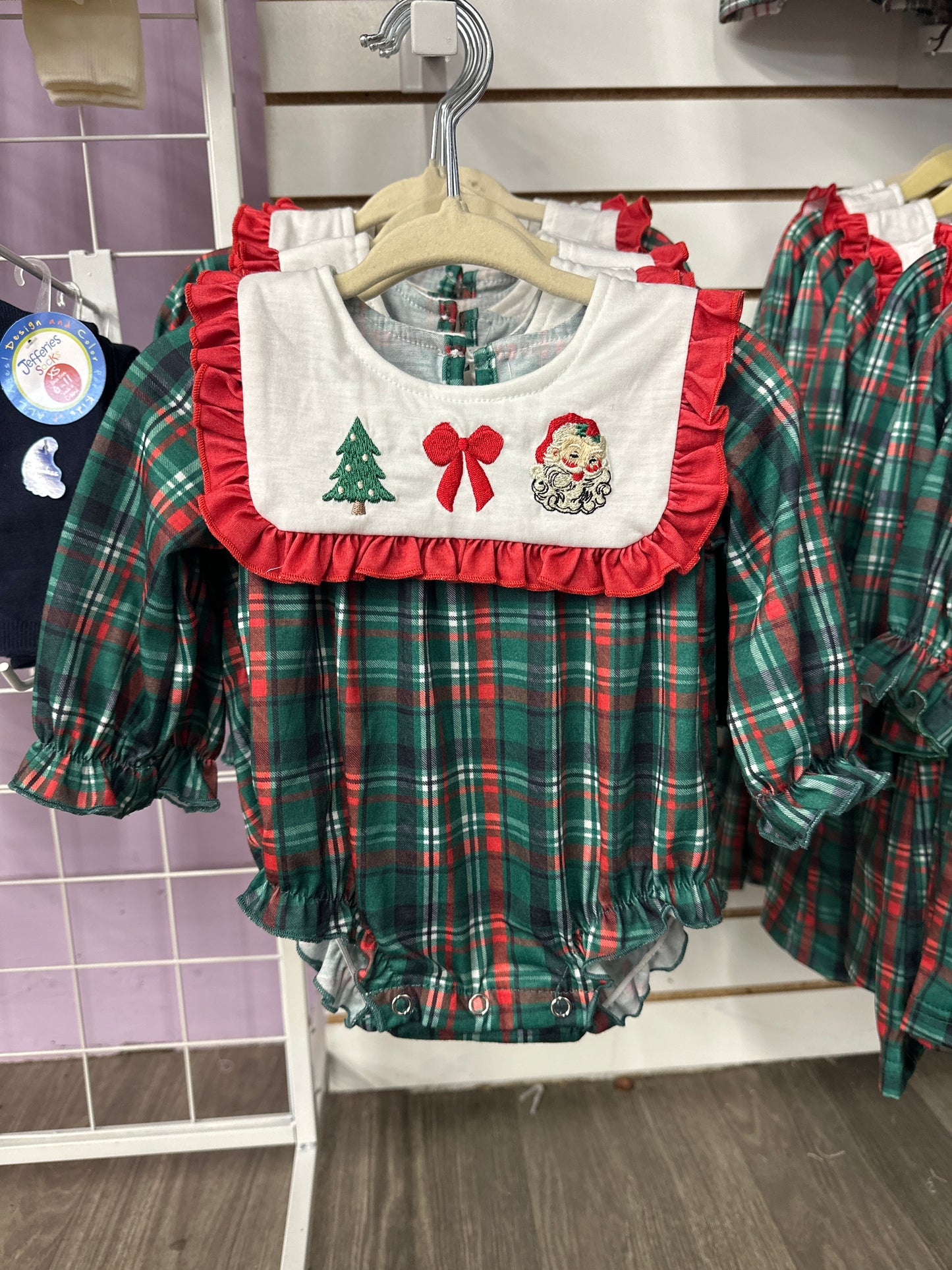 Christmas Plaid Embroidered Bubble