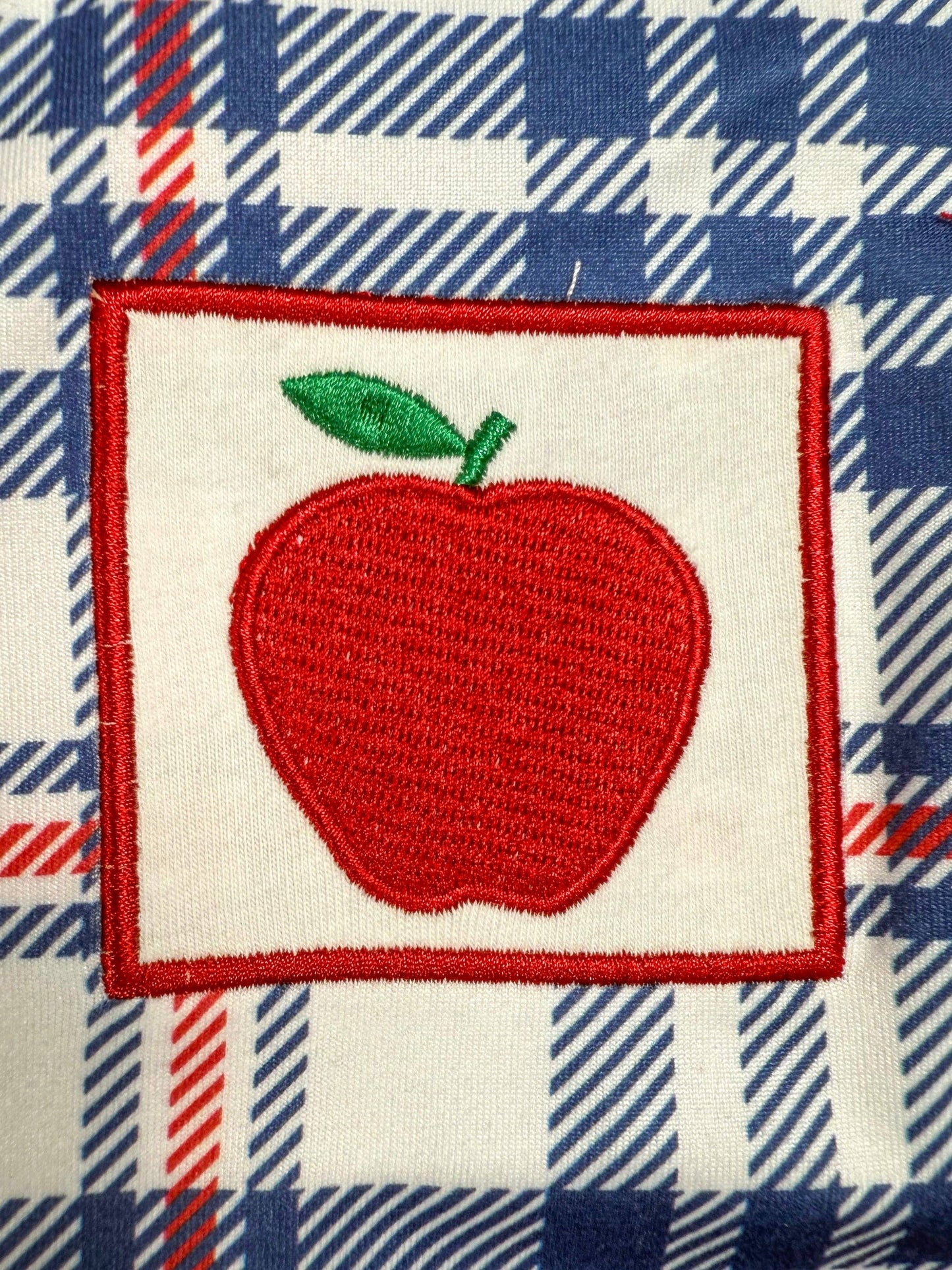 Apple Embroidered Plaid Boy's Collared Top