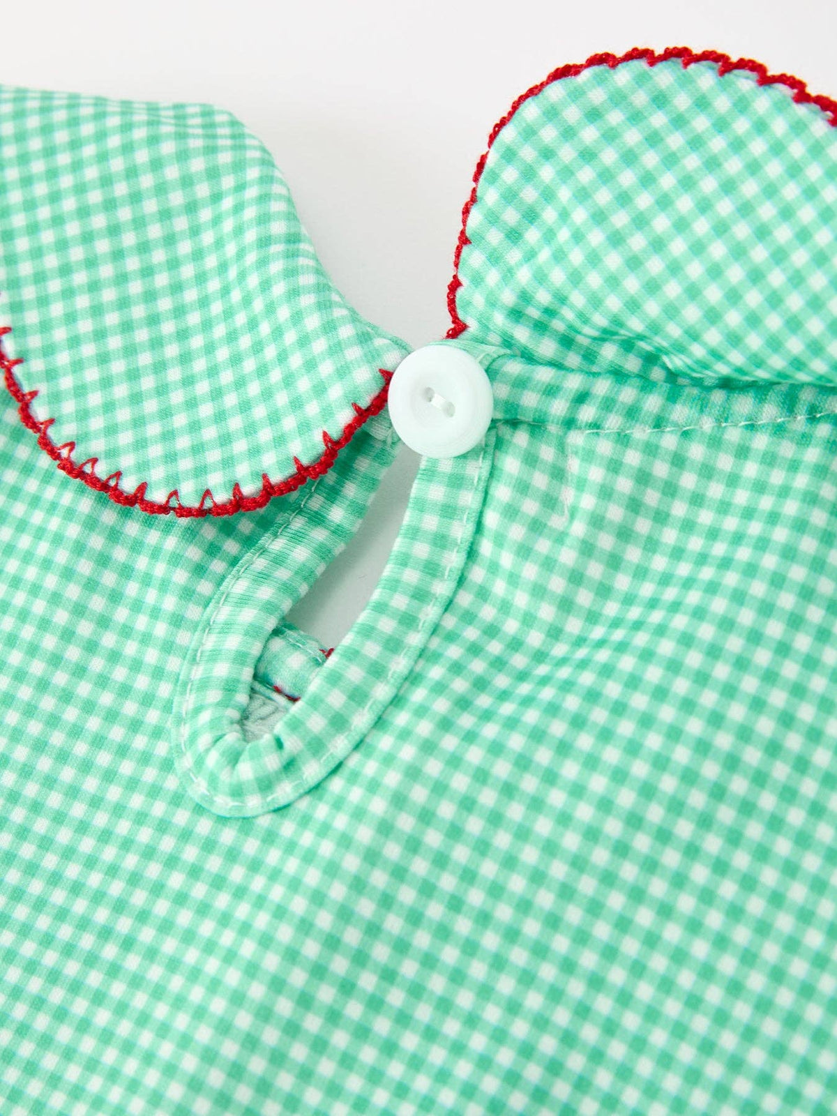 Christmas Girls Green Plaid Smocked Bow Peter Pan Collar Dress