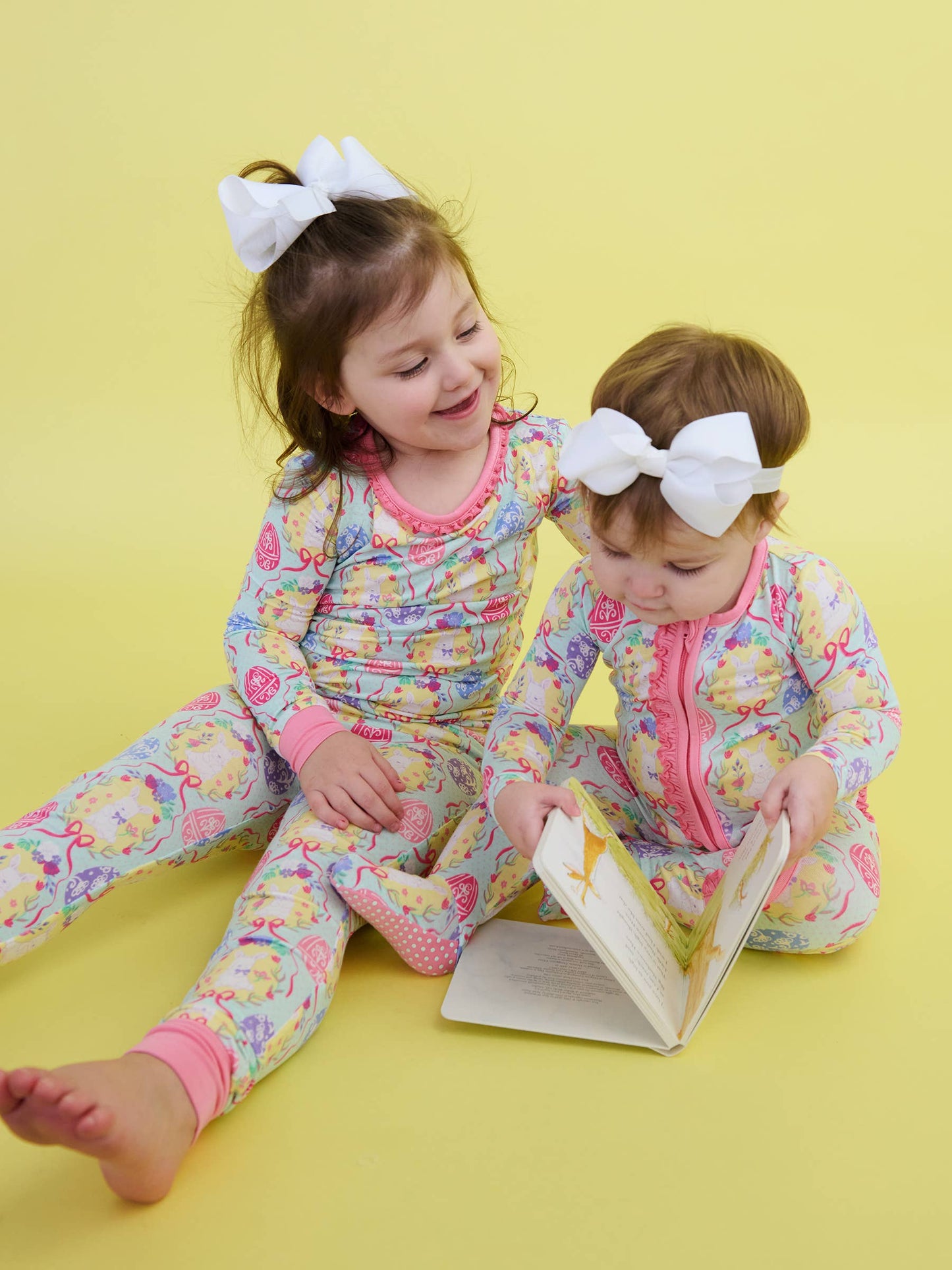 SoftSnooze™ Baby Girls Bamboo Viscose Bunnies in Bloom Footed Ruffle One Piece Pajama