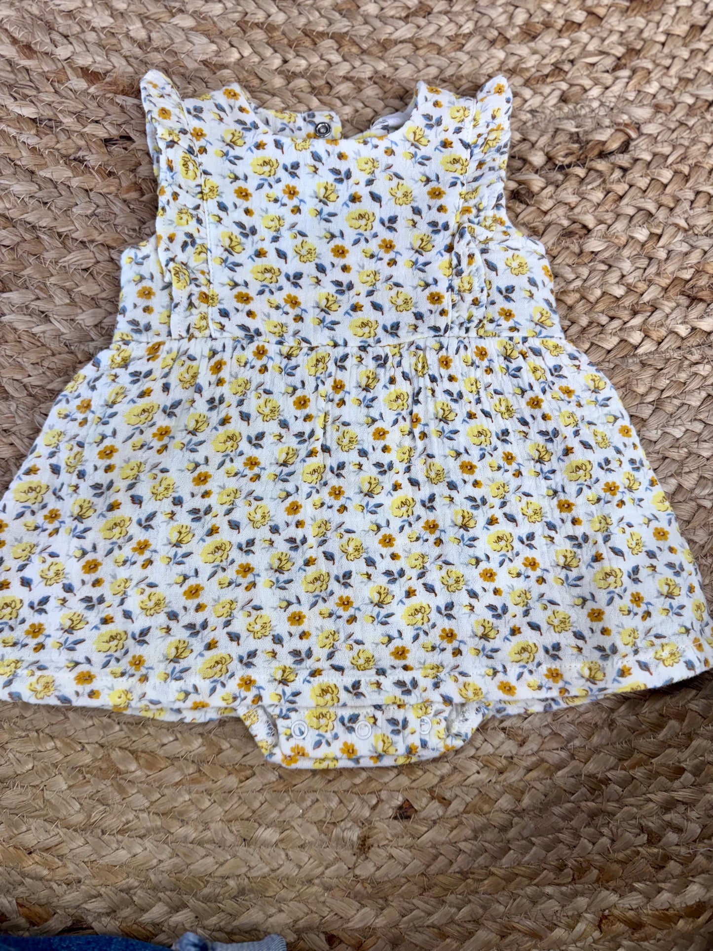 AD Yellow Country Roses Ruffle Bubble Dress