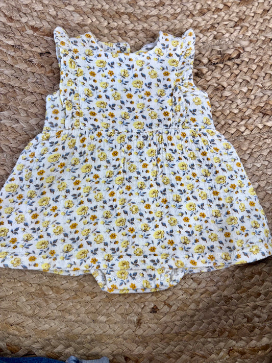 AD Yellow Country Roses Ruffle Bubble Dress
