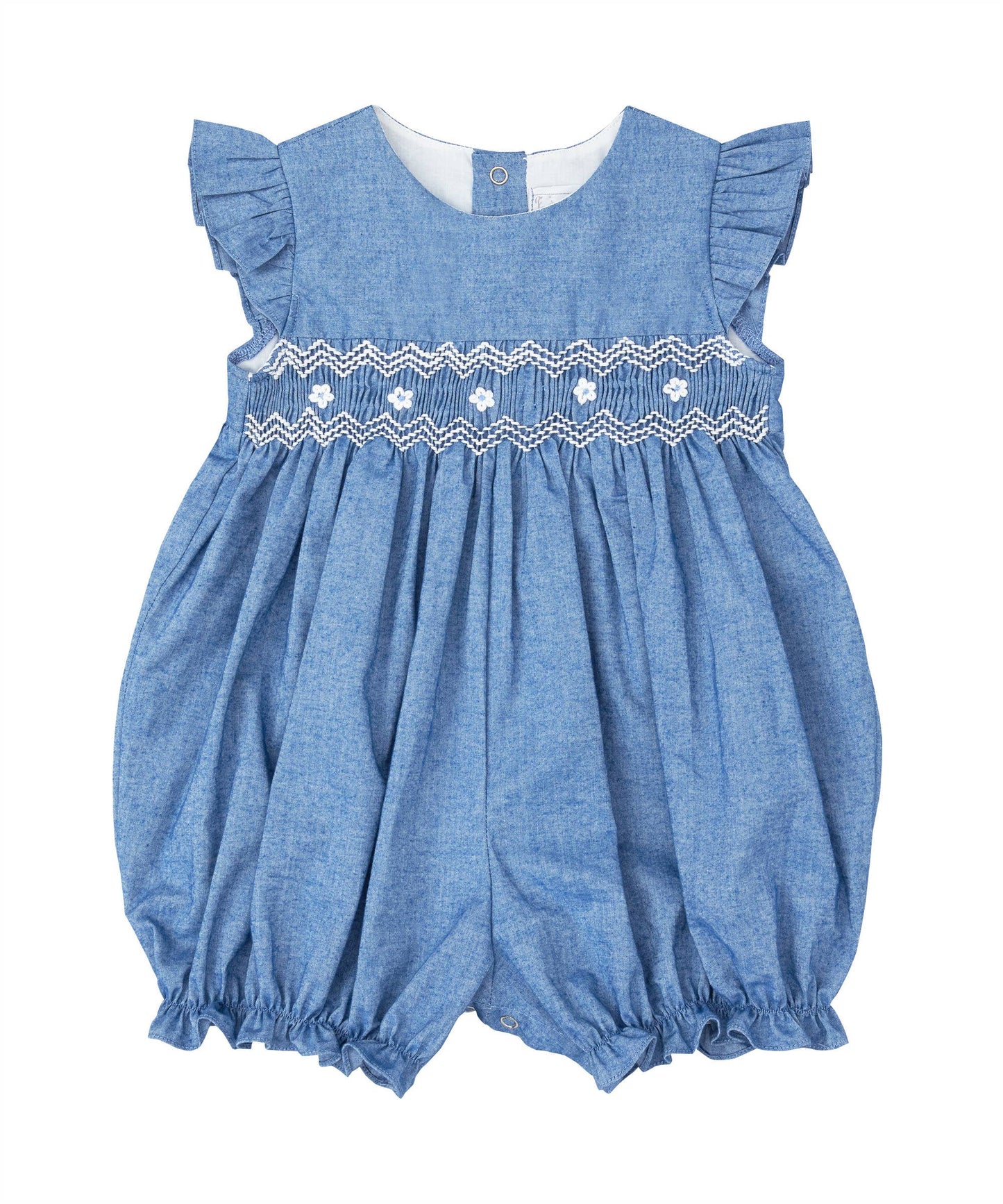 Blue Chambray Smocked Romper