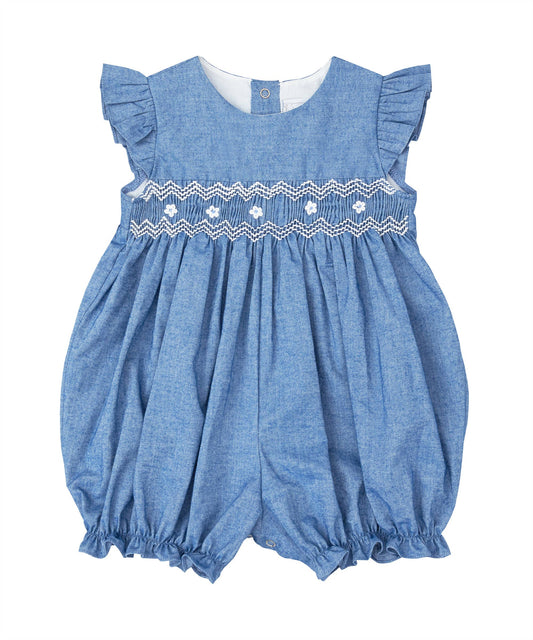Blue Chambray Smocked Romper