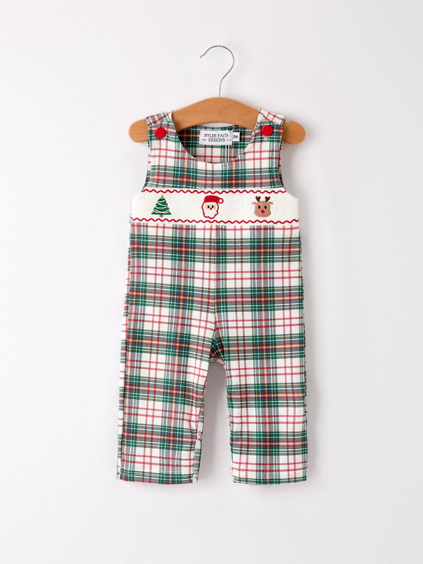 Christmas Plaid Embroidered Boys JonJon