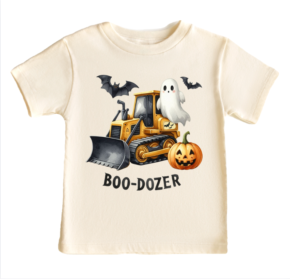 BOO-Dozer Boys Construction Halloween Ghost Tee Shirt